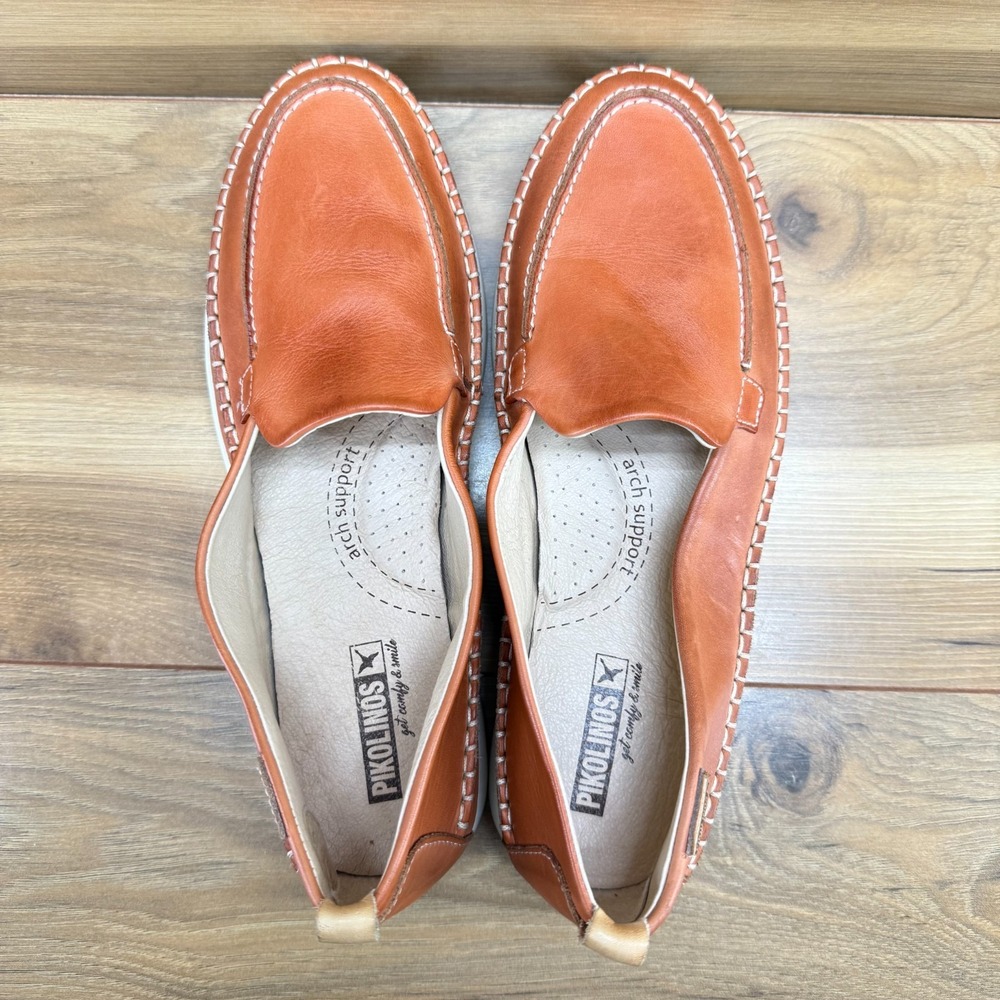Pikolinos Gandia Moc Toe Loafers Womens 9.5 10 EU 40 Cognac Soft leather Walk - Picture 8 of 11